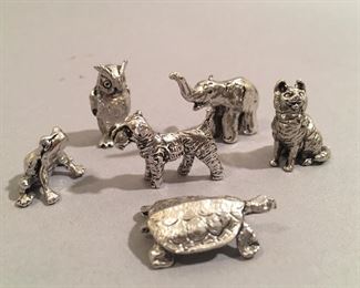 Miniature Pewter Animal Figurines, Made in England (sold as a lot)