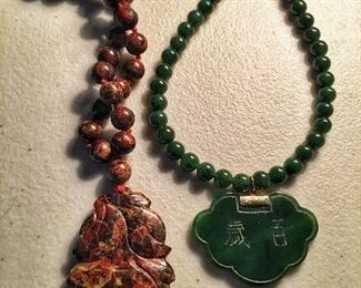 Carved Hardstone Chinese Necklaces 