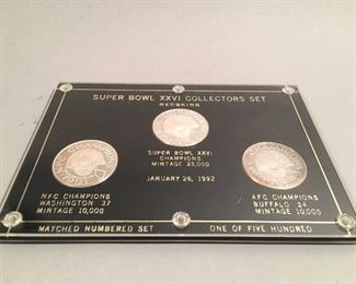 Super Bowl XXVI Collectors Set Redskins Super Bowl Champions 1 Troy OZ Fine Silver Coins 