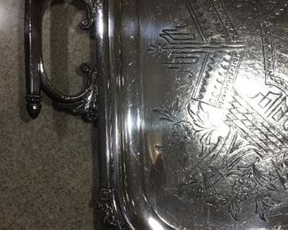 Large Antique Silver Plate Tray 