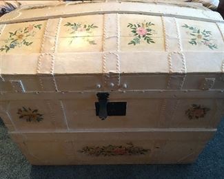 Vintage Hand Painted Dome Chest