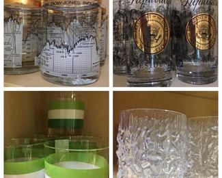 Vintage Mad Men Mid Century Modern Glassware, Dow Jones Rocks, Republican Presidents Highballs, Fun Summer Rocks and for the pool…. Fantastic Plastic Ice Texture Rock Glasses in the Style of Iittala 