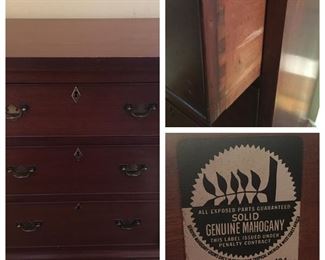 Small Mahogany Chippendale Three Drawer Chest 