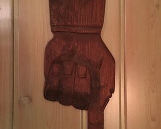 Folk Art Hand Carved Wood Hand 
