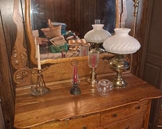 Antique Oak Chest with mirror