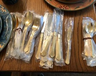 54 pieces Sonata Gold Tone Flatware