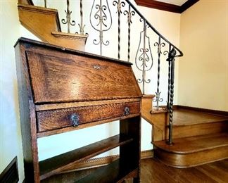 Narrow Antique Oak Secretary  #2