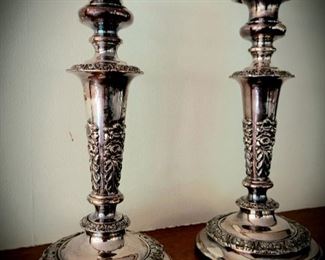 Pair antique silver candle sticks