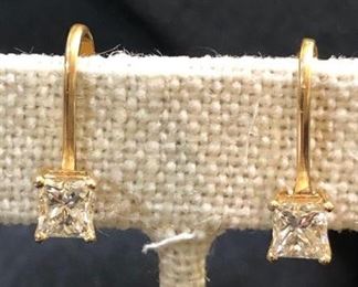Princess Cut Diamond EarringsClipOn
