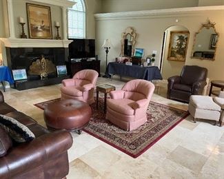 Nice living room furniture & wool rug. 