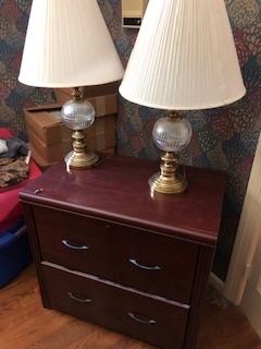 Lamps $25, file cabinet $25