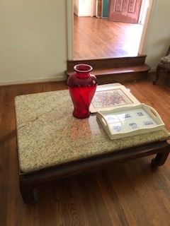Large heavy marble top coffee table $25