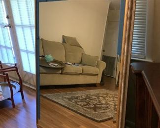 This 39 x 51 mirror is in perfect condition.  Wood framed, no marks