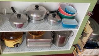 Kitchen cookware Shown and Much more not shown for casseroles, baking and canning.
