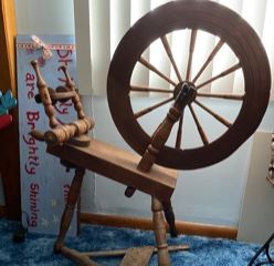 Vintage wooden spinning wheel