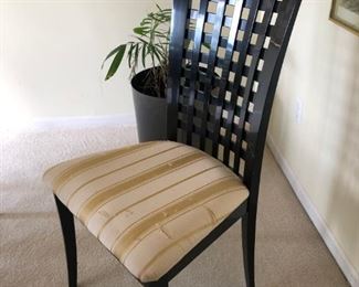 One Of The Set Of 8 Dining  Side Chairs With Black Grid/Lattice Frame.  Vintage Gorman's Furniture Store