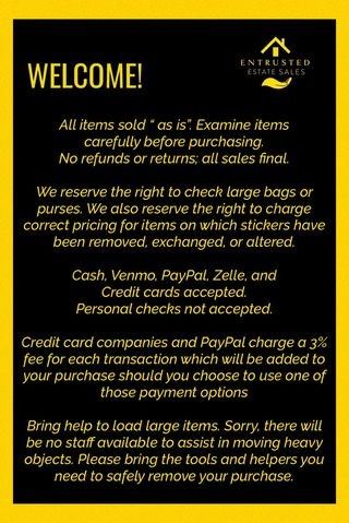 We'll look forward to seeing you at the sale! Here are some things to keep in mind.