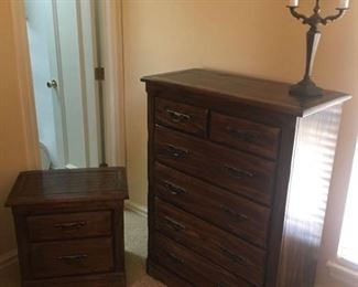 Dresser, Night Stand and Lamp