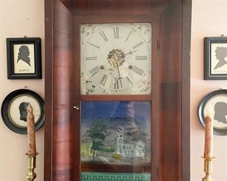 OGEE clock, Waterbury Clock Company - Greenwood Cemetery entrance on glass