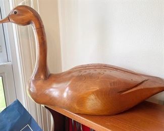 Large carved wood Goose