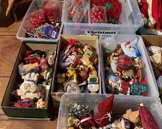Vintage and modern Christmas ornaments