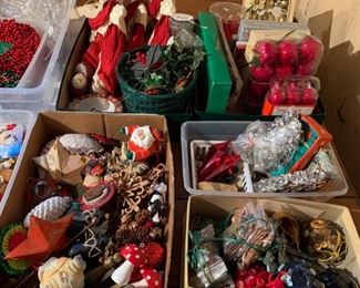 Vintage and modern Christmas ornaments and decorations