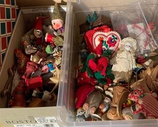 Vintage and modern Christmas ornaments and decorations