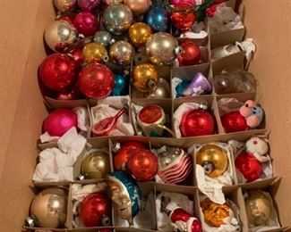 Vintage and modern Christmas ornaments and decorations