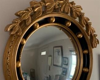 Vintage gold gilt eagle bullseye convex mirror