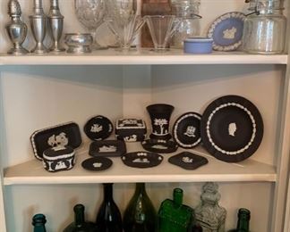 Wedgwood England Jasperware, vintage clear thumb print goblets