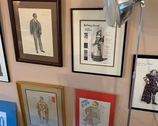 Framed costume theater renderings