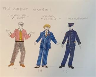 The Great Gatsby presented by The Hilberry Repertory Theatre costume renderings