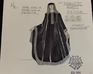 Twelfth Night theater costume renderings