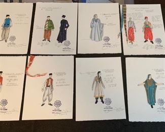 Twelfth Night theater costume renderings