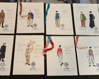 Twelfth Night theater costume renderings