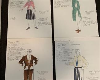 The Dining Room theater play costume renderings