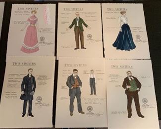 Two Sisters theater play costume renderings