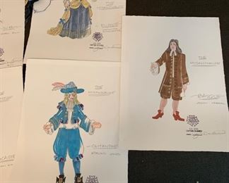 The Misanthrope theater play costume renderings