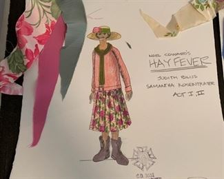 Noel Coward's Hayfever theater play costume renderings