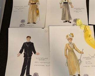 Summer and Smoke theater play costume renderings