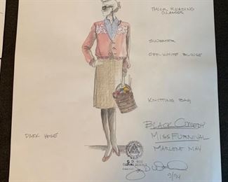 Black Comedy theater play costume renderings