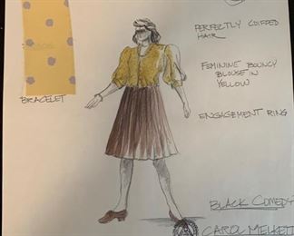 Black Comedy theater play costume renderings