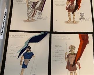 Anthony and Cleopatra theater play costume renderings