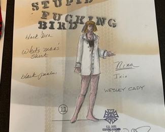 Stupid Fucking Bird theater play costume renderings
