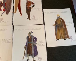 The Merchant of Venice theater play costume renderings