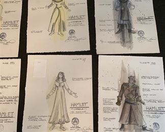 Hamlet theater play costume renderings