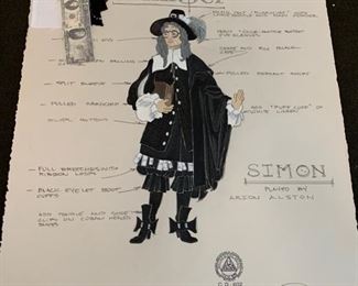 The Miser theater play costume renderings