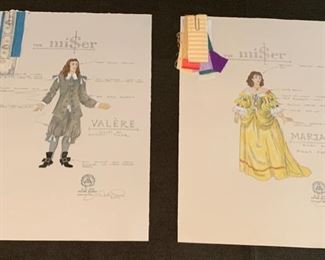The Miser theater play costume renderings