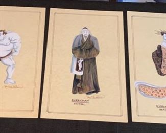 Everyman theater play costume renderings