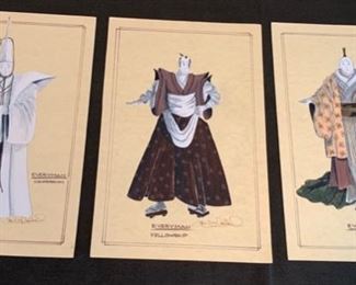 Everyman theater play costume renderings
